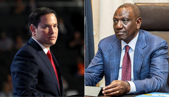 Photo collage of US Secretary of State Marco Rubio and President William Ruto.